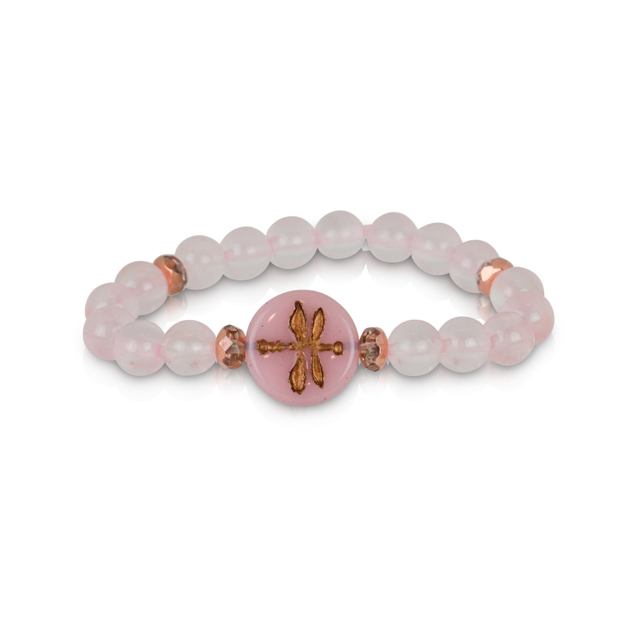 Pink Quartz Flower Bead Bracelet