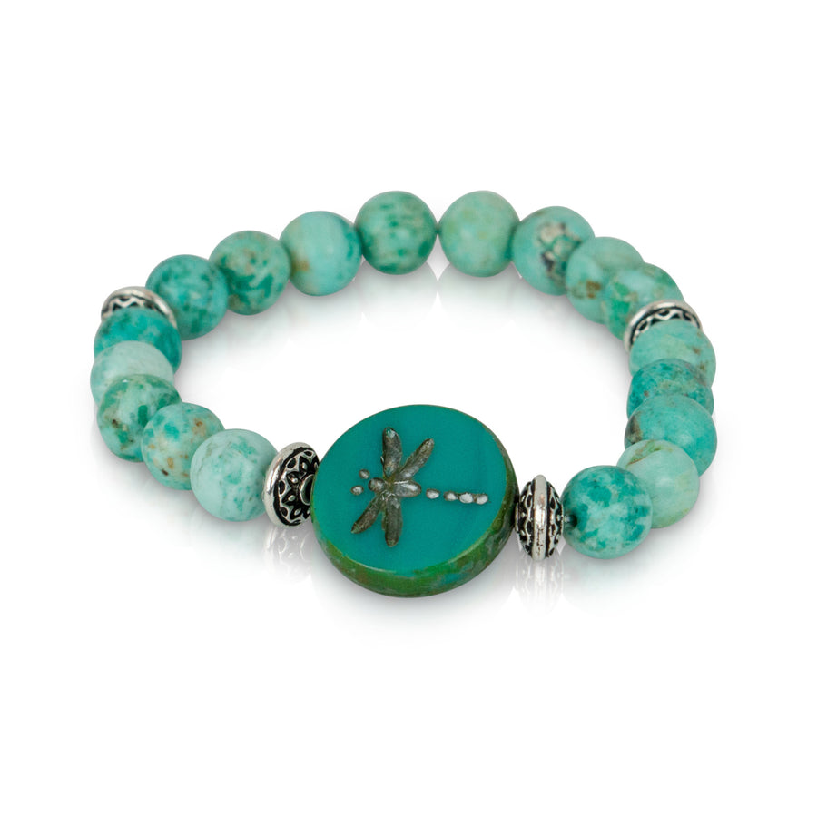 Peruvian Turquoise Dragonfly Bracelet in Teal