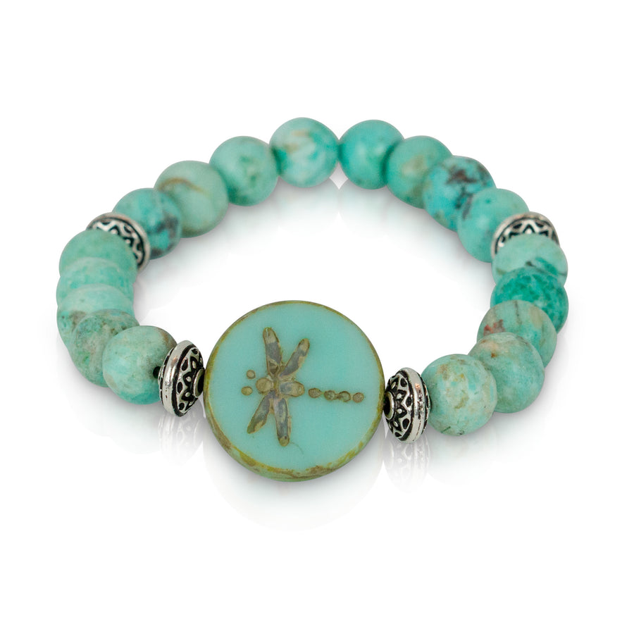 Peruvian Turquoise Dragonfly Bracelet in Mint